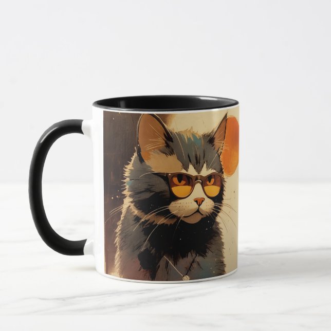Caneca Cool Streetwear Graffiti Cat with Sunglasses  (Esquerda)