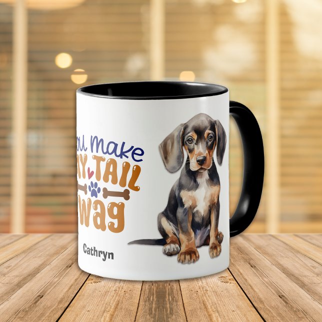 Caneca Coonhound Puppy Cachorro Você Faz Minha Cauda (Criador carregado)