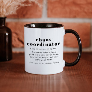 Caneca Coordenador de Definição do Caos do RILEY Coworker