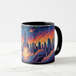 Caneca Copo Combinado Cidade Futurista Lançamento de Fogu