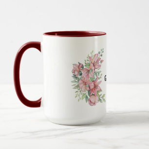 Caneca Copo de Café com Grinalda Floral Rosa Luxo Melhor
