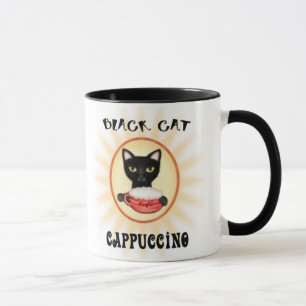 Caneca Copo de café do Cappuccino do gato preto