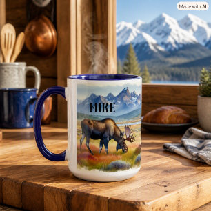 Caneca Copo de Café Personalizado com Alce Bull Moose em