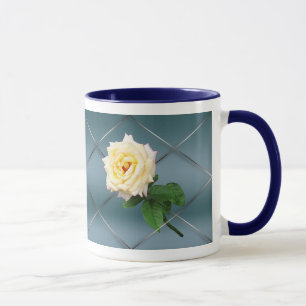 Caneca Copo Personalizável Rosa Híbrida de Chá - Fundo Az