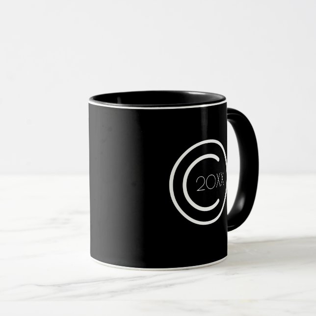 Caneca Copyright Moderno Típico Preto e Branco (Frente Esquerda)
