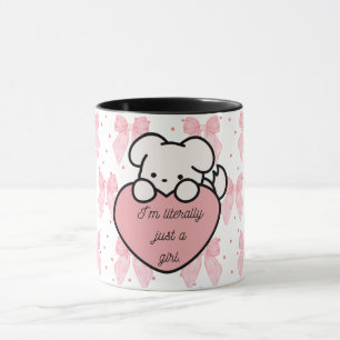 Caneca Coquette Kawaii Girly Pink Heart Dog Mug