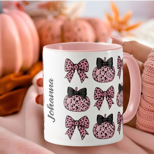 Caneca Coquette Pumpkins e arcos rosa personalizados (Coquette Pumpkins and bows pink personalized Mug)