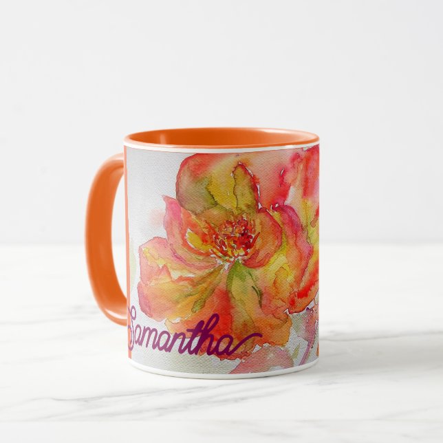Caneca Cor Amarela Laranja Rosa Molhada (Frente Esquerda)