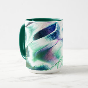 Caneca Cor clara esculpida do metal mate, verde a azul
