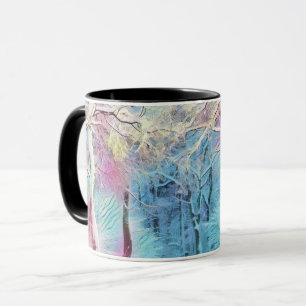 Caneca Cor da água moderna das árvores neves coloridas
