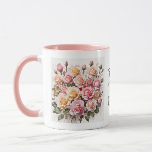Caneca Cor da Água Moderna Rosas Rosa-Cor-de-Rosa-Cor-de-