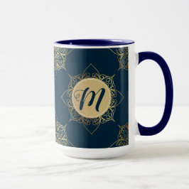 Caneca Cor damasco e monograma Dourados de Mandala