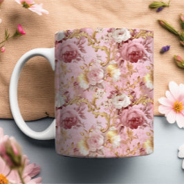 Caneca Cor de água rosa e Dourada, cor de água, cor de ro