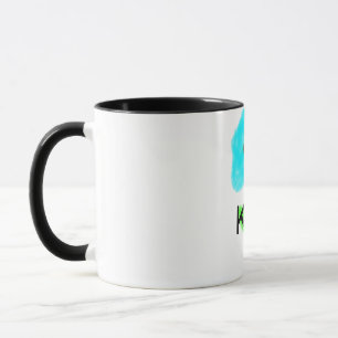 Caneca Cor de água verde azul adicione seu nome ao texto 
