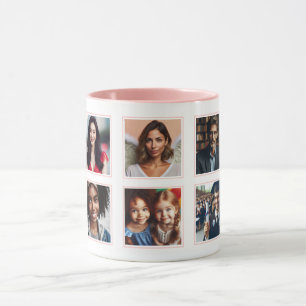 Caneca Cor de Foto Elegante Personalizada Colagem Leve Pi