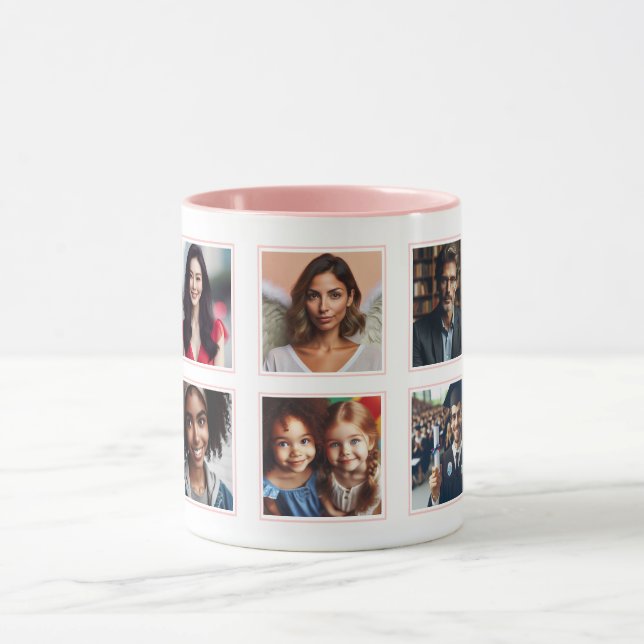 Caneca Cor de Foto Elegante Personalizada Colagem Leve Pi (Centro)