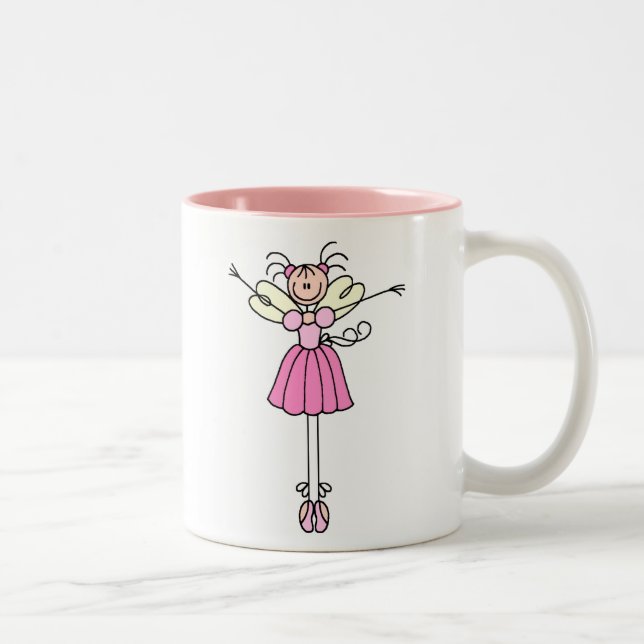 Caneca cor-de-rosa bonito da bailarina do anjo (Direita)