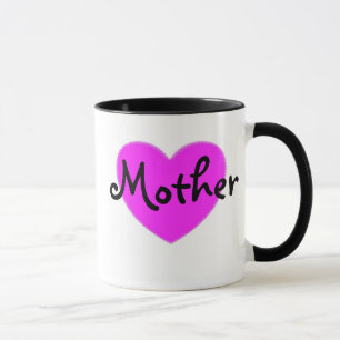 Caneca cor-de-rosa da mãe do coração