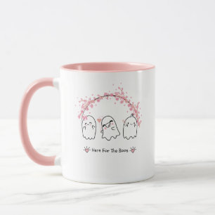 Caneca Cor-de-Rosa de Halloween com Flor de Cereje