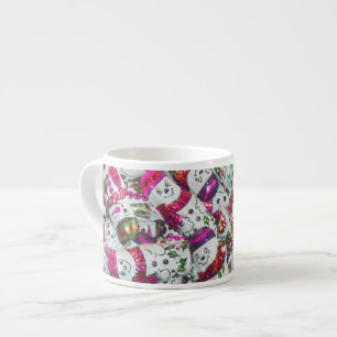 Caneca cor-de-rosa do café dos bonecos de neve