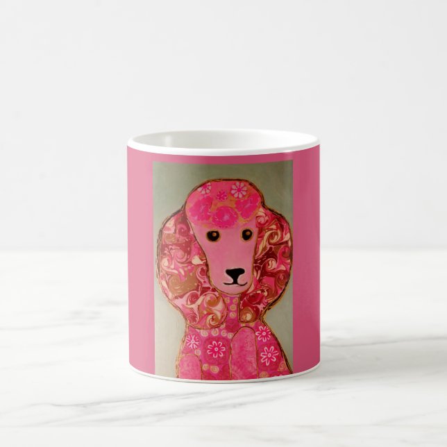 Caneca cor-de-rosa do cão de caniche (Centro)