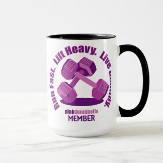Caneca cor-de-rosa do slogan dos Dumbbells