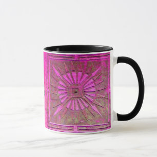 Caneca Cor-de-rosa-estrela,preto-de-fúcsia, monograma