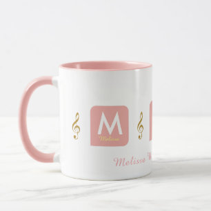 caneca cor-de-rosa feminino para ela com notas da
