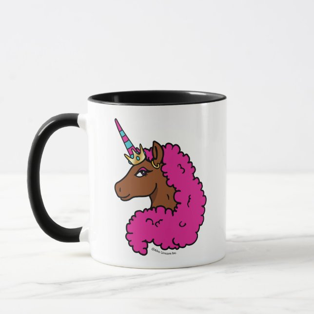 Caneca Cor-de-rosa quente afro Unicorn (Esquerda)