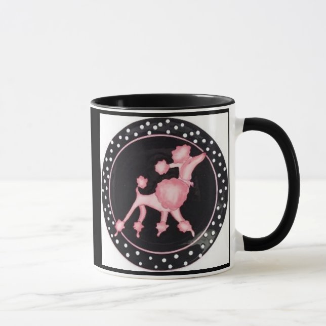 Caneca cor-de-rosa retro da caniche (Direita)