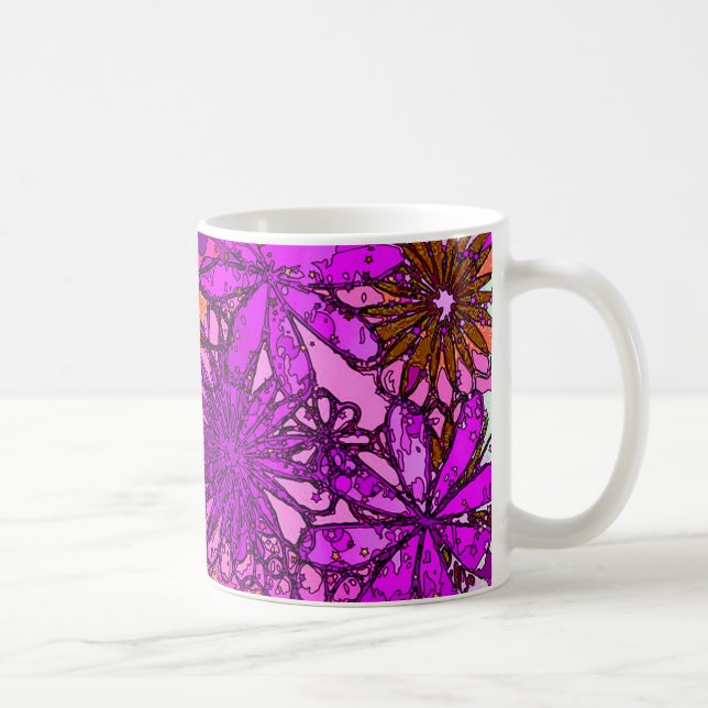 Caneca cor-de-rosa & roxa psicadélico das flores (Direita)