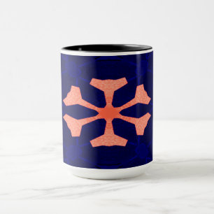 Caneca cor de vidro Marinho azul decorado Laranja escuro