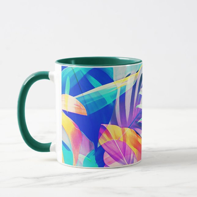 Caneca Cor do Pastel Floral Moderno Abstrato (Esquerda)