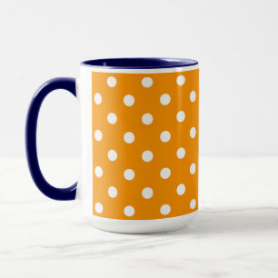 Caneca Cor Laranja Adorável Com Pontos Brancos