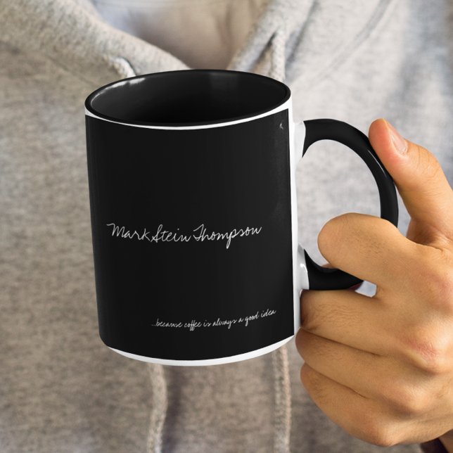 Caneca Cor preta sólida simples personalizada com nome (simple black color mug)