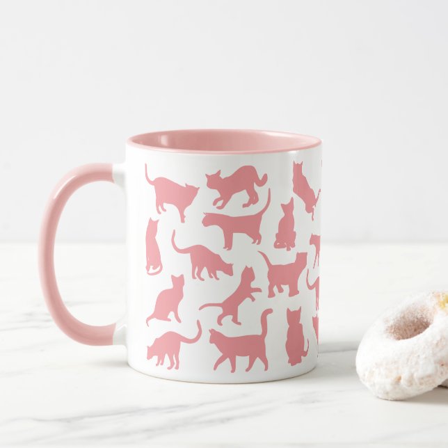 Caneca Cor rosa dos gatos (Com Donut)