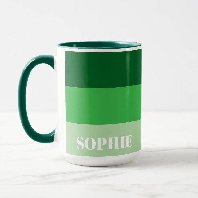 Caneca Cor Verde Na moda do Nome Personalizado Simples (Esquerda)