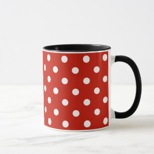 Caneca Cor Vermelha Legal Com Bolinhas Brancas