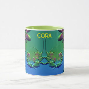 Caneca CORA ~ GLOSSY 3D Zany Blue Green Purple