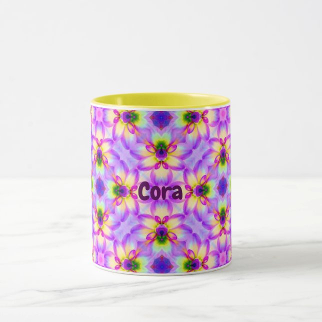 Caneca CORA ~ Padrão Floral para Páscoa ~ Personalizado (Centro)
