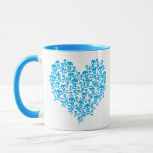 Caneca Coração Caveira Azul