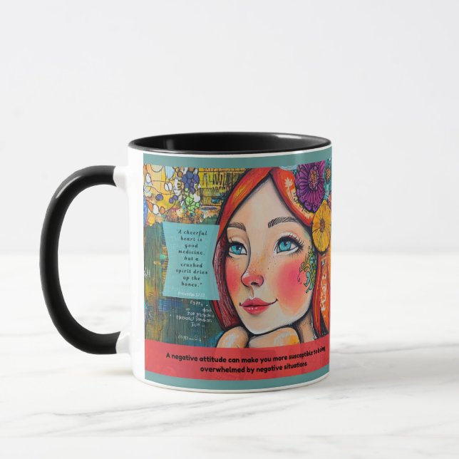 Caneca Coração Cheerful Proverbs 17:22 Inspirational Mug (Esquerda)