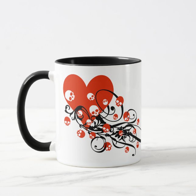 Caneca Coração com crânios e pântanos (Esquerda)