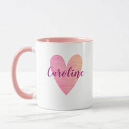 Caneca Coração Cor-de-Rosa Cute Personalizado