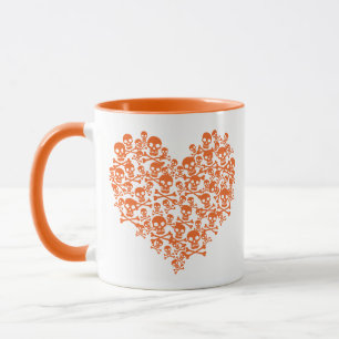 Caneca Coração Crânio Laranja