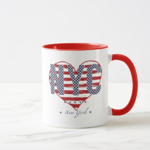 Caneca Coração da bandeira americana de NYC