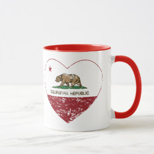 Caneca Coração da república de Califórnia afligido