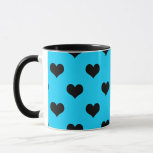 Caneca Coração de Amor Negro em Fundo Azul