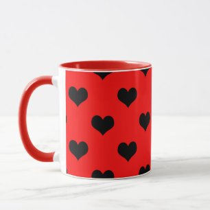 Caneca Coração de Amor Preto em Fundo Vermelho