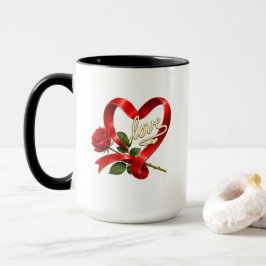 Caneca Coração de Amor Rosa Vermelha Romântica